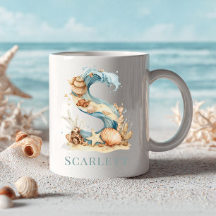 Mug Monogramme personnalisé de la côte initiale S Plag