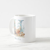 Mug Monogramme personnalisé de la côte initiale U plag (Devant gauche)