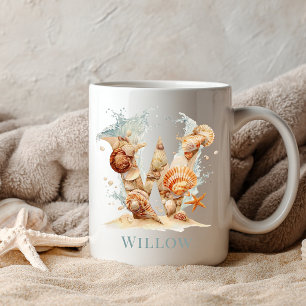 Mug Monogramme personnalisé de la côte initiale W Plag