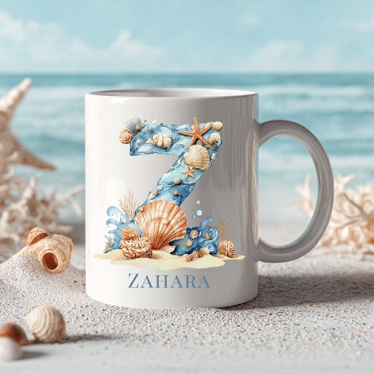 Mug Monogramme personnalisé de la côte initiale Z plag