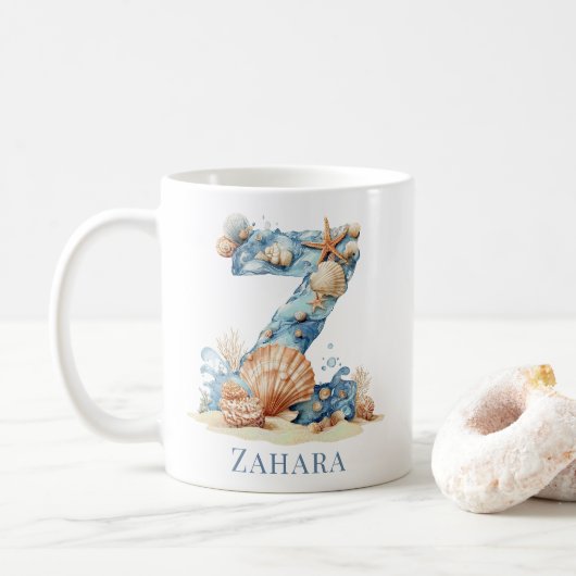 Mug Monogramme personnalisé de la côte initiale Z plag (Avec donut)