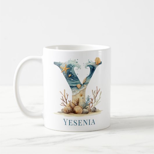 Mug Monogramme personnalisé de la côte Y initiale plag (Gauche)