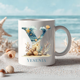 Mug Monogramme personnalisé de la côte Y initiale plag