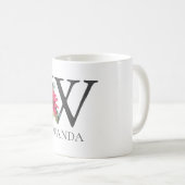 Mug Monogramme personnalisé de lettre W florale modern (Devant droit)