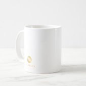 Mug Monogramme personnalisé de luxe blanc et or (Devant gauche)