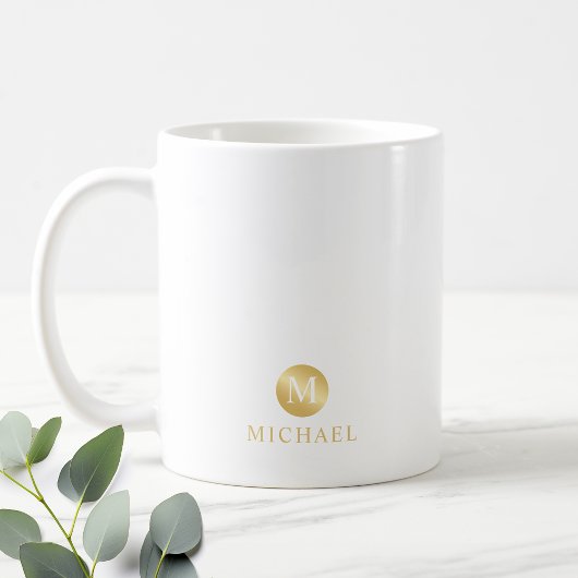 Mug Monogramme personnalisé de luxe blanc et or