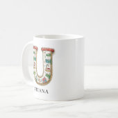 Mug Monogramme personnalisé de Noël festif Initial U (Devant gauche)