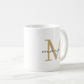 Mug Monogramme personnalisé doré avec votre nom (Devant droit)