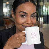 Mug Monogramme personnalisé Élégant minimal rose et bl