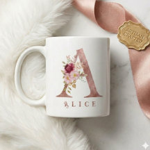 Monogramme personnalisé en lettre A florale or ros