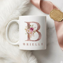 Monogramme personnalisé en lettre B florale or ros