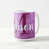 Mug Monogramme personnalisé en marbre violet personnal (Devant droit)