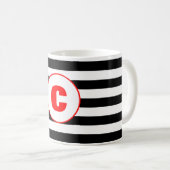 Mug Monogramme Personnalisé En Noir Et Blanc (Devant droit)