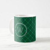 Mug Monogramme personnalisé festif vert foncé (Devant gauche)
