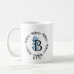 Mug Monogramme personnalisé floral bleu - Lettre B