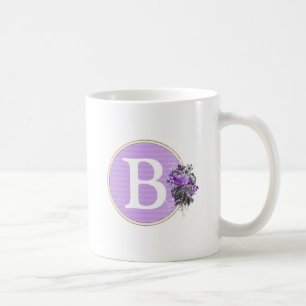 Mug Monogramme personnalisé floral et or violet