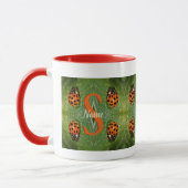 Mug Monogramme personnalisé initial nom Art coccinelle (Gauche)