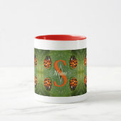Mug Monogramme personnalisé initial nom Art coccinelle (Centre)