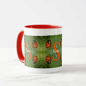 Mug Monogramme personnalisé initial nom Art coccinelle (Devant gauche)