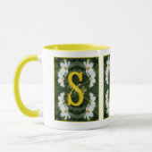 Mug Monogramme personnalisé initial nom Art Daisy blan (Gauche)