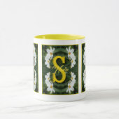 Mug Monogramme personnalisé initial nom Art Daisy blan (Centre)