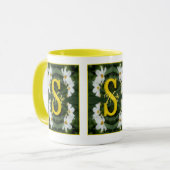 Mug Monogramme personnalisé initial nom Art Daisy blan (Devant gauche)