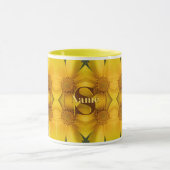Mug Monogramme personnalisé initial nom Art de pétales (Centre)