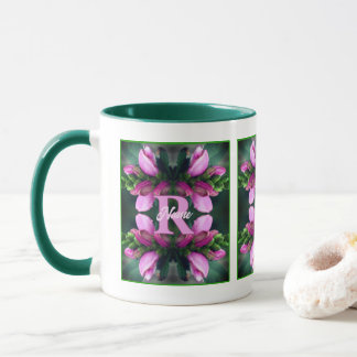 Mug Monogramme personnalisé initial nom Fleur rose Art