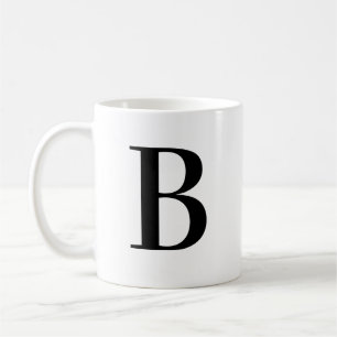 Mug Monogramme personnalisé moderne noir Lettre B sur