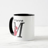 Mug monogramme personnalisé modifiable M texte fleur r (Devant gauche)