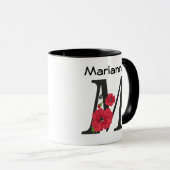 Mug monogramme personnalisé modifiable M texte fleur r (Devant droit)