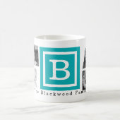 Mug Monogramme personnalisé multiphoto bleu clair (Centre)
