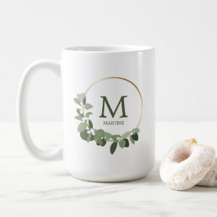 Mug Monogramme Personnalisé Noël Moderne Wreath