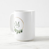 Mug Monogramme Personnalisé Noël Moderne Wreath (Devant gauche)