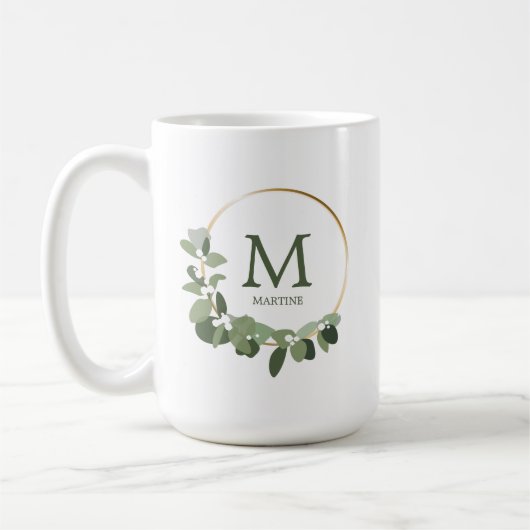 Mug Monogramme Personnalisé Noël Moderne Wreath (Gauche)