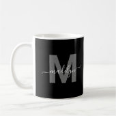 Mug Monogramme personnalisé noir blanc nom (Gauche)