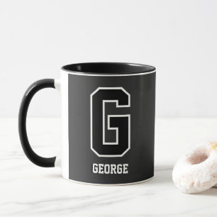 Mug Monogramme personnalisé noir blanc pour lui