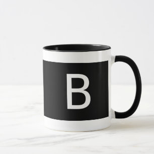 Mug Monogramme Personnalisé Noir et Blanc Moderne
