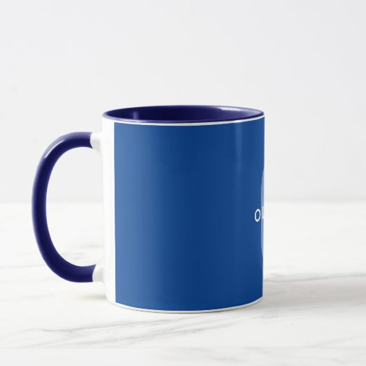 Mug Monogramme personnalisé Nom bleu blanc (Gauche)