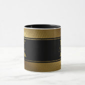 Mug monogramme personnalisé nom doré noir (Centre)