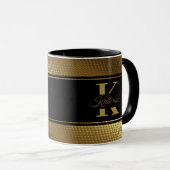 Mug monogramme personnalisé nom doré noir (Devant droit)