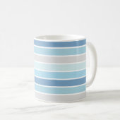 Mug Monogramme personnalisé 'Nuances de bleu' rayé (Devant droit)