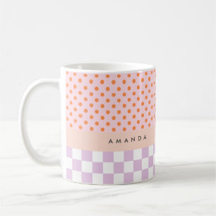 Mug Monogramme personnalisé Pastel Polka Dot Lilac chè