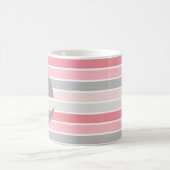 Mug Monogramme personnalisé rayé 'Nuances de rose' (Centre)