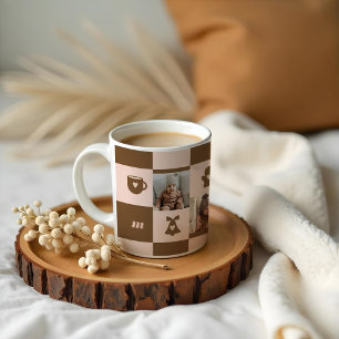 Mug Monogramme personnalisé Retro À damiers Motif