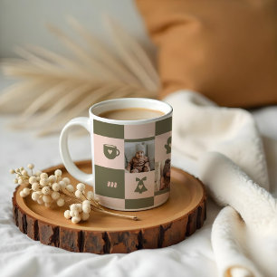 Mug Monogramme personnalisé Retro À damiers Motif