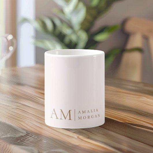 Mug Monogramme Personnalisé Rose Initiale Et Nom