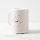 Mug Monogramme personnalisé rose poudré (Devant gauche)