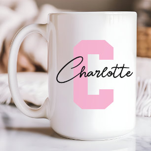 Mug Monogramme personnalisé rose pour maman Fête des m