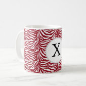 Mug Monogramme personnalisé Rouge Zebra Stripes motif (Devant gauche)